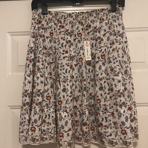 Max Studio Floral A Line Mini Skirt - White nwt